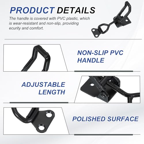 Toggle Latch Clamp 4002 Style, 2Scs Carbon Steel Verstelbare Klemmen Snel Release Roker Pull Hasp Latches 400Lbs Latches 400LB lager voor Box Lid Jig, zwart 3