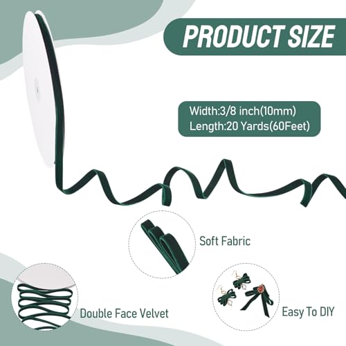 10mm fluwelen ribbels dubbel gezicht fluweellinten donker groene Bow Making Ribbon Vintage Ribbon voor DIY Crafts gift wrapping Bow Choker Haarband 4