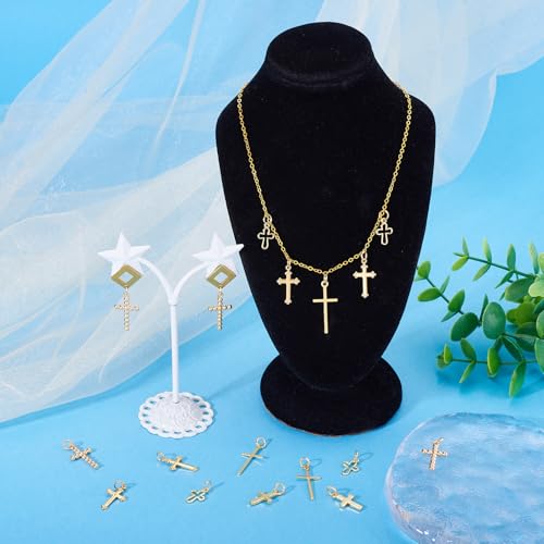 Brass Cross hanger Crucifix Dangle Charms Genuine Gold Plated Ester sieraden Charm voor DIY oorbellen ketting sieraden maken