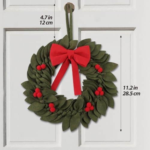 Kerst krans voor de voordeur Kerstmis vilt decoratie met bessen en rode bogen Kerstmis bloemen vakantie festival indoor outdoor decor