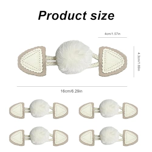 Gebreide jasknoppen, 6 paar leren jasknoppen, 16 cm wollen ballen Sluitingen voor jasjes, Off-White lederen knoppen voor truien, vesten, tassen