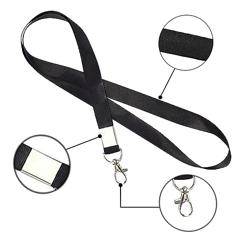 20 stuks ID Lanyards schouderband zwart koord met swivel metalen clip voor sleutelhanger ID-kaarten Office School, zwart, M 3