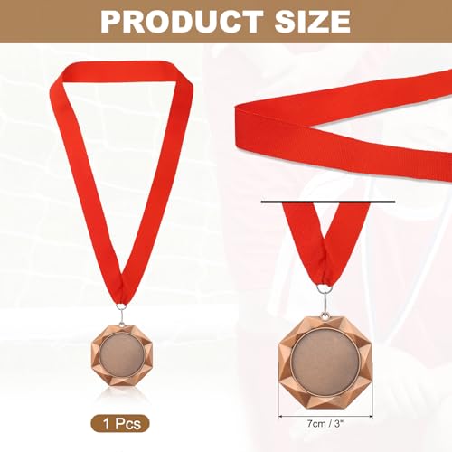 Award Medal, 3e prijs medaille winnaar Award met rode hals lint voor wedstrijden sport games spelling bijen, 3 inch breed, brons