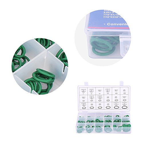 270Pcs Airconditioning Seal, diverse auto airconditioning compressor O-Ring Seal pakking Set Rubber Ring Afdichtingen (Vegetabel) 3