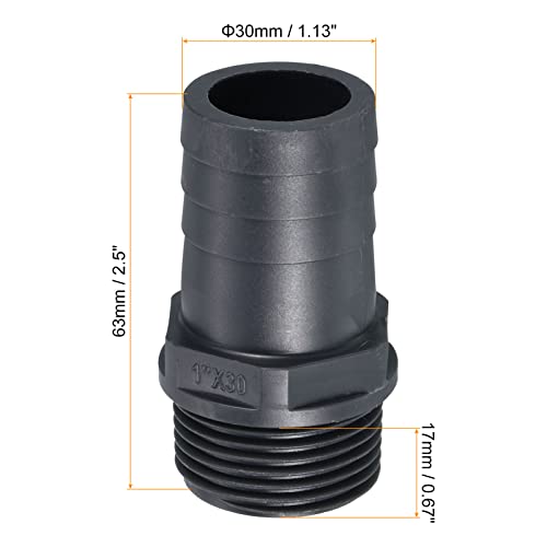 UPVC Barb Slang Fitting, 30mm Barbed Wire G1 Man Wire Pipe Connector Adapter Quick Fittings voor water brandstoflucht, grijs