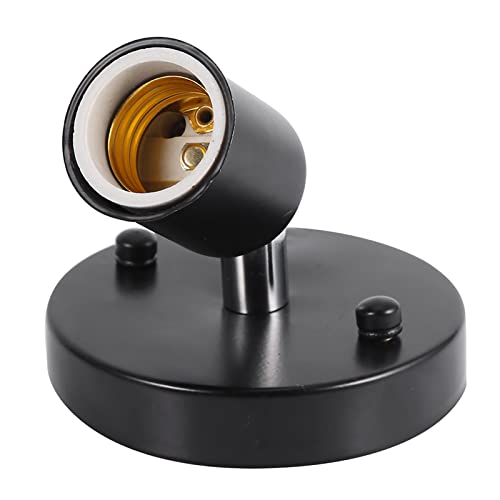 Vijver Wand Scharnier Power Outlets E27 Verstelbare Lamp Power Socket Keramische Ijzer E27 Moderne Vintage Plafond Licht Wand Gemonteerde Lamp Bollenhouder Power Socket 180°Roterende Zwart (zwart)