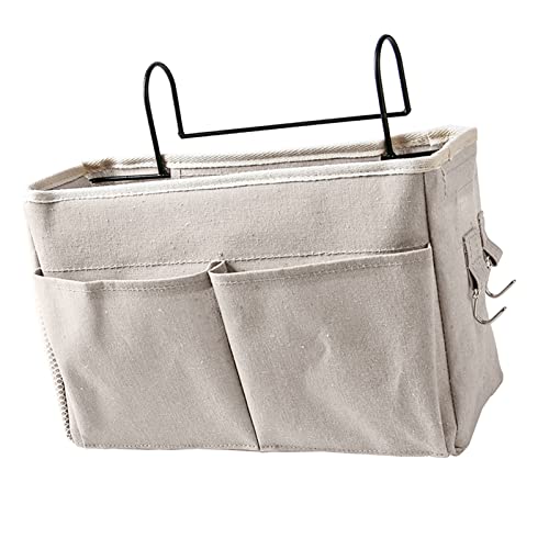 Bedside Table, Hang Bed Storage Box, Bedside Table, Organisator, Mand, Opknoping Bag Holder, Katoenen Linnen voor stapelbedden in slaapzalen (WHITE) 4