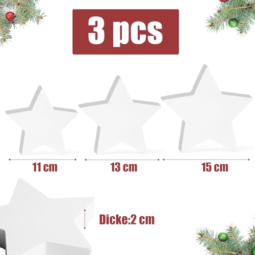 Pak van 3 kerststerren, wit, hout, tafel decoratie, kerstversiering, tafel decoratie, gast cadeau, kerstfeest