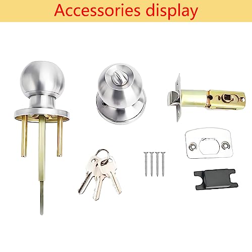 Stainless Steel Entracne Entracne Door Handvat Lock Knobs Lock Set - Sleutel vergrendelen - koperen vergrendelaar - vergrendelen grootte 60/70mm 5