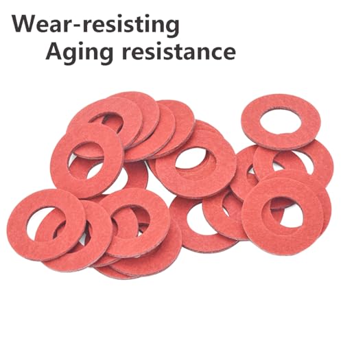 Verpakking van 100 vezelschijven, M3 x 7 x 1mm rood staal papier vezels ringen, O-ring, platte vezel ringen 4