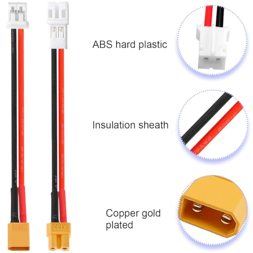 10st XT30 Plug naar JST PH2.0 Connector 22AWG XT30 Man Vrouw naar PH2.0 Man Vrouwelijke Converter Adapter, voor FPV auto, vliegtuig, Quadcopter 3