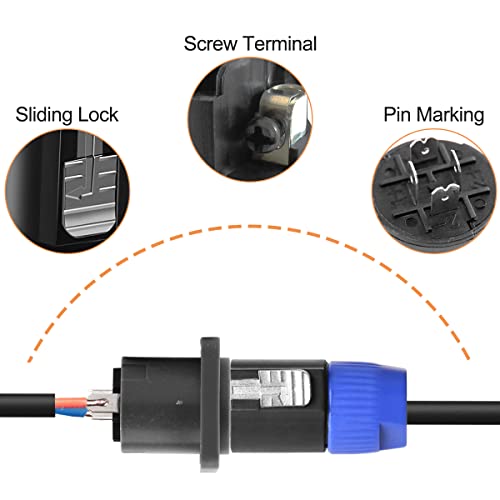 NL4FC voor Speacon Audio Socket 4 Pool Man Plug Female Panel Mount Socket Speaker Twist Lock Adapter voor Neutrik voor Speakon NL2FC NL4FX versterker, 16 stuks 5