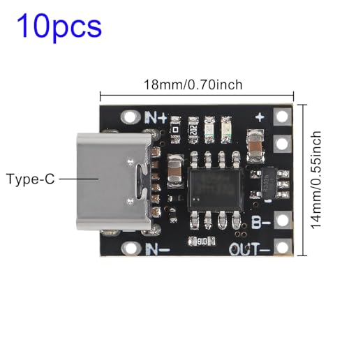 5st TP4057 USB C lithium batterij oplaadbord 1A 3.7V met bescherming USB C Li-Ion batterij oplaadbord