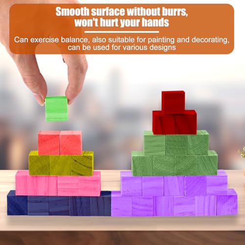 140 stuks Houten kubusjes voor handwerk, houten kubusjes 20 x 20 x 20 mm, ongeschilderde houten kubusjes Blanco, houten kubusdecoratie voor ambachten, schilderen, puzzels en DIY-projecten 3