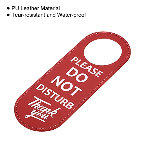 Niet storen Deur Hanger Teken, 1 Pack PU lederen dubbelzijdige deur Knob Privacy Teken voor Office Home Meeting, Rood 3