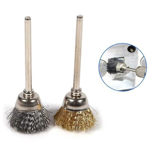 Zee 36 st Messing Staal Polijsten Roterende Gereedschappen Potlood Staalborstel, Beker Staalborstel 1/8" (3mm) Shank voor Dremel Polishing Accessoires 3