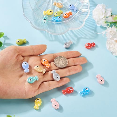 10 Kleuren Vis Keramische kralen Ocean Sea Beach Animal Kralen Porselein Kleine zomer 19.5x11mm kralen voor DIY sieraden maken ketting armband sleutelhanger accessoire 20Scs 5