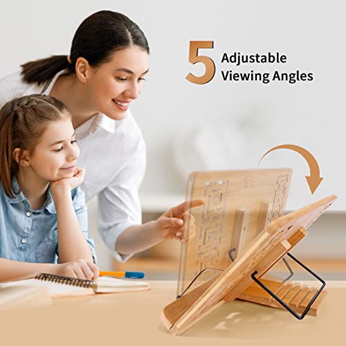 Leesstand koken boekhouder Bamboe H x B x D: 24 x 34 x 20 cm Boek Stand voor keuken en kantoor, iPad Air 2 3 4, iPad Mini 4, iPad Pro, Kindle, Samsung Tablet PC en meer 4