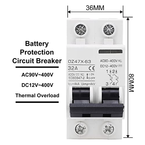 Miniature Circuit Breaker 400V AC DC 2P 32A Din Rail Mount Overload Protection Home, Luchtschakelaar voor residentiële verlichting distributielijnen, zonne-PV-systeem