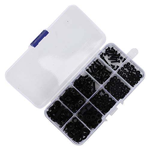 270 Vissen/boîte M2/M2.5/M3/M4/M5 Kit D'assortiment de Rondelles à Vis en Nylon Attachures Matérielles with Boîte de Rangement à Vis(Jeu de vis en nylon noir 270pcs) 4