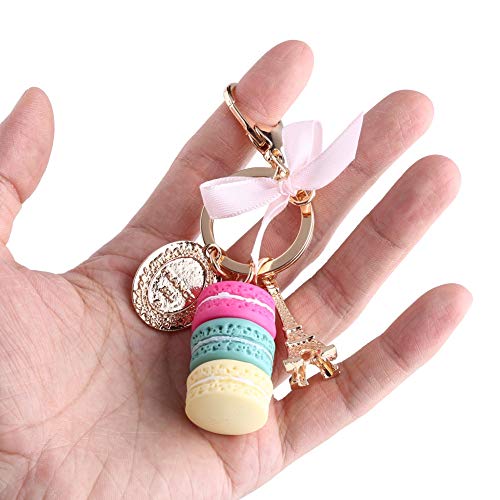 Leuke Macaron Cake Keychain Tower auto sleutelhanger tas portemonnee hanger voor vrouwen Pink Bag Charms(Red Rose) 4