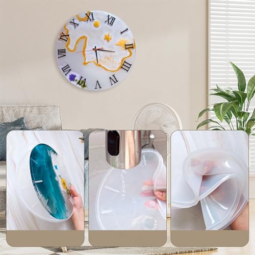 Kijken Siliconen Hars Vorm, Klok Siliconen Vorm Epoxy Resin, Clock Resin vormen voor DIY Wall Clock, Art, Home Decoration, Klok, Siliconen Hars, Mold Building Kit, Arabisch Roman Numeral Clock, Rond 4