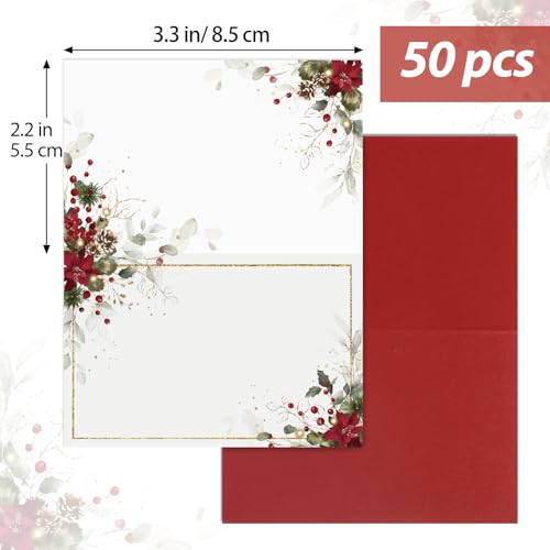 50Pcs Kerstmis Place Card Bloementafel Zitkaarten Trouwpapier naamkaarten voor Kerstmis tafel instelling verjaardag Kerstmis Diner partij levering