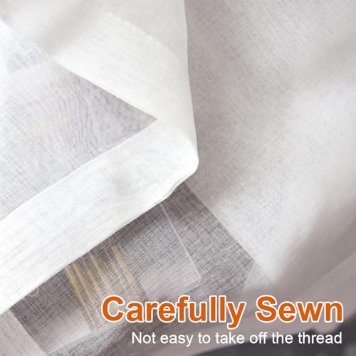 2 Stukken Gordijnen 63.5Bx91.5H(cm) Bistro Gordijn, Witte Kleine Gordijnen, Semi-Transparant Gordijn, Keuken Gordijnen, Kleine Ramen Gordijnen, Voile Gordijnen, voor Keuken Woonkamer Land 5