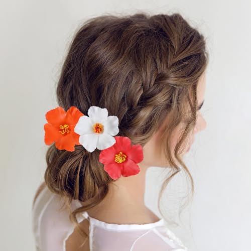 3 stuks Hawaii Hair Clips Bloemen 10 cm Hair Clip Plumeria Hibiscus Flower Clip Boho Zomer bruiloft Haarclips voor vrouwen bruiloft partij vakantie strand accessoires