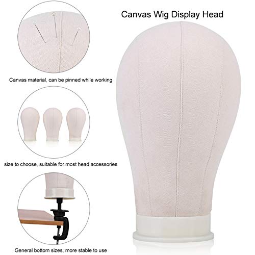 Wig Display Canvas Head, Pruiken Model Making Mannequin Hoofd med justerbar klämma för visning av peruk, mössa, hatt eller annan huvuddekorationsprodukt (23 tum)
