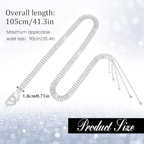 Rhinestone Belt met hartenriem, Diamond Waist Belt Crystal Waist Chain Belt Waistband voor dames Jurken, Zilver, One Size