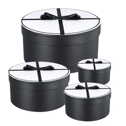 4 stuks ronde dozen, ronde kartonnen dozen, ronde dozen met deksels, kleine ronde papieren dozen voor het opslaan van accessoires, bruiloft, verjaardag, partij