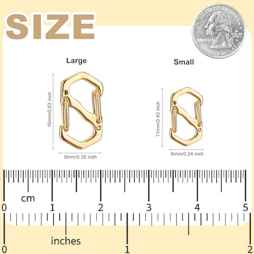 12 st Dubbele Opening Karabiner sluiting, ketting korter 2 maten ketting sluiting armband sluitingen en sluitingen S-Lock sieraden Clips voor doe-het-zelf sieraden maken (Goud)