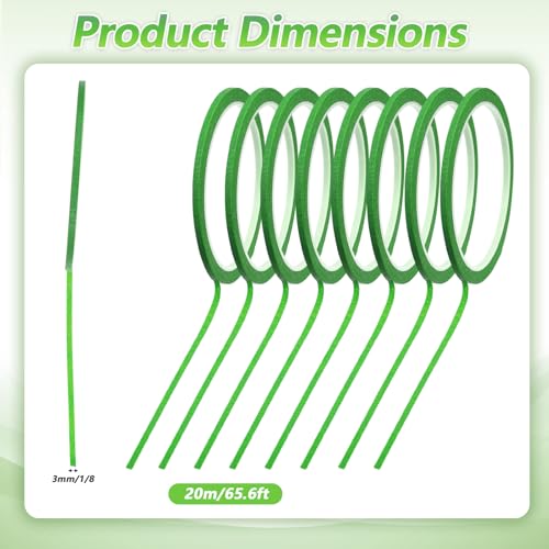 8 rollen x 22 m dunne schildertape, 1/8 inch ras, groene afplaktape voor autorijpen (groen)