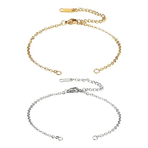 8 st Verstelbare armband 304 RVS Link ketting armband goud zilver Gedraaide ketting armband met Extender ketting voor sieraden maken