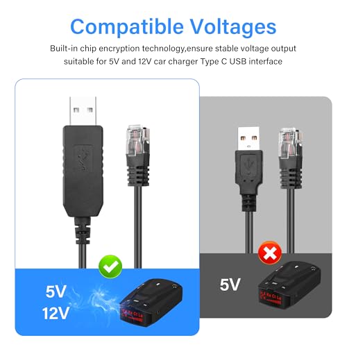 Power Cable voor Radar Detector Replacement Power Cable voor Radar Detector 5V tot 12V Boost Adapter Cable USB naar RJ11-4.9FT 4