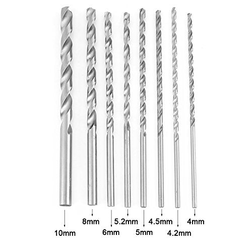 Extra lange HSS-boring van staal met hoge snelheid, helicoïdale boor (8 stuks 200 mm)