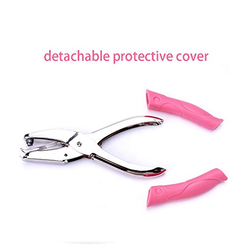 1PCS Handheld Hole Punch, DIY Art Hole Punch Cute Hole Punch met Pink Grip Metal Hole Punch voor Home Office School (Hart) 5