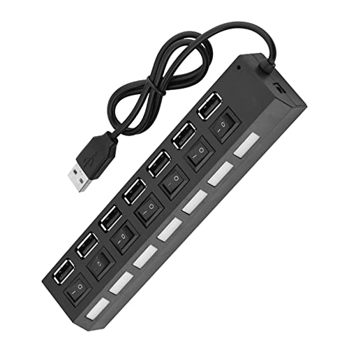 7 poort USB-hub, 450Mbps snelle transmissie, onafhankelijke switches voor PC, laptop, toetsenbord, geen conflictplug en afspelen gegevens synchroniseren hub splitter met bescherming op 5