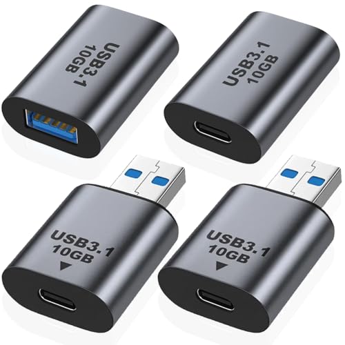 USB-C Female to USB-A Female Adapter met USB-C Female to USB-A Plug, USB 3.1 Gen 2 USB-A Man naar type C Two-Way Converter Port (4PCS)