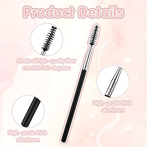 5 st. Herbruikbare wimper wenkbrauwen Spoolie penseel, Mascara penseel toverstokken, lange handgreep wimper penseel Applicatoren Draagbare wimperborstel make-up wimpers set voor wimpers
