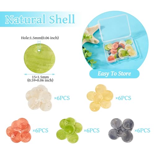 Natuurlijke Akoya Shell hangers Moeder van Pearl Shell Charm Disc Coin Kralen voor sieraden maken 4