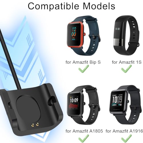 Oplader Compatibel met Xiaomi Huami Amazfit Bip S/1S/A1805/A1916 Smart Watch, USB Opladen Kabel Cradle Dock vervangingskabel 100 cm horloge accessoires
