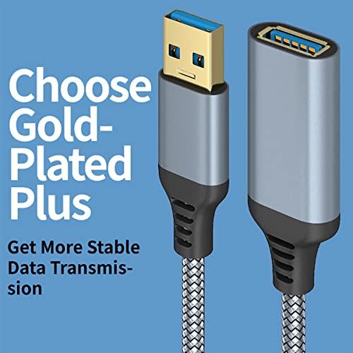 USB uitbreiding Kabel 50 cm USB 3.0 Uitbreiding USB Een man naar USB Een vrouwelijke Nylon uitbreiding Kabel voor kaartlezer, toetsenbord, Printer Etc (2 Pack, Grey) 4