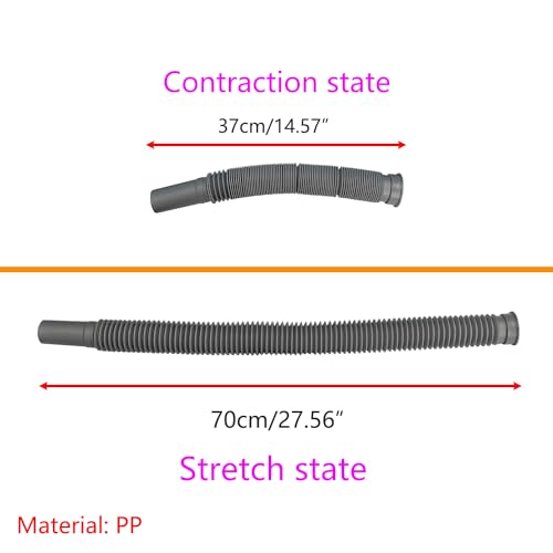 Flexibele afvalpijp, wastafel afvalpijp, binnendiameter 45mm, afvoerbuis, uittrekbare 370mm tot 700m m