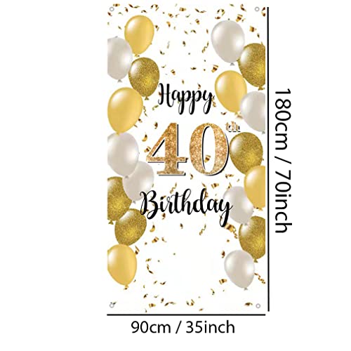 40e verjaardag decoratie achtergrond wit en gouden deur decoratie banner stof teken 40e verjaardag feest welkom schild poster man / dames verjaardag decoratie 5