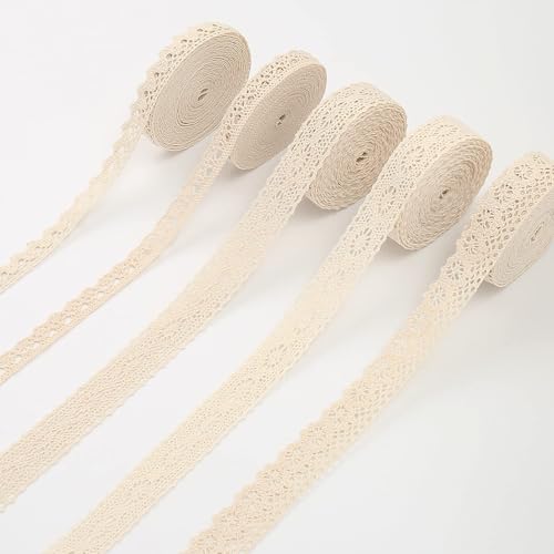Absofine Vintage Lace Ribbon 30m Katoen Beige Lace Ribbon Decoratieve Tape Lace Stof Kant Trim voor het naaien van ambachten Bruiloft Decoratie Scrapbooking Gift Box 3