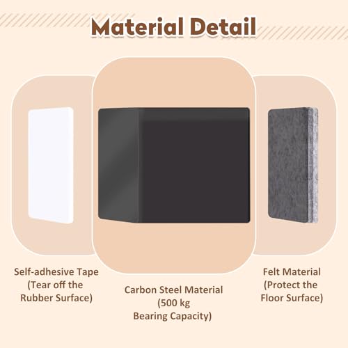 4 Stuks Meubilair Riser Zelfklevende stoel Tafel Beenbeschermer, Carbon Steel Meubilair Verhogen voetkussens, 500kg Capaciteit verhogen bed been verhogen pad (zwart) 3