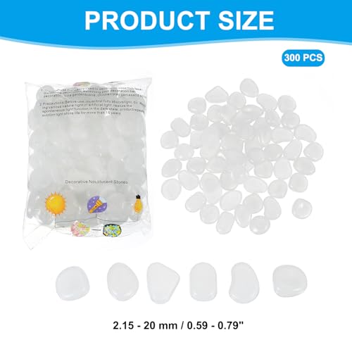 Lichtgevende stenen, 300 st Luminous Rocks voor Indoor Decoraties Fish Basin Garden Courtyard Landschap Cadeaus voor vrienden, Wit