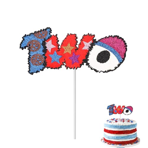 Verjaardag taart Topper, Glitter papier cartoon Street thema feest decoratie schattig cake topper decoratie cartoon thema verjaardag decoraties voor jongens & meisjes (twee)